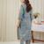 Blue cotton a-line kurta with trousers