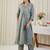 Blue cotton a-line kurta with trousers