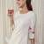 White cotton-blend a-line kurta with palazzos
