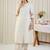 White cotton-blend a-line kurta with palazzos