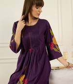 Purple cotton a-line kurta with trousers