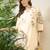 Cream rayon straight kurta with palazzos
