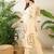 Cream rayon straight kurta with palazzos