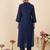 Navy blue silk-blend kurta set with trousers