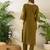 Olive cotton straight kurta with trousers