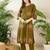 Olive cotton straight kurta with trousers