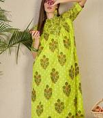 Yellow cotton a-line kurta with trousers