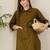 Olive cotton straight kurta with palazzos