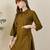 Olive cotton straight kurta with palazzos
