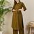 Olive cotton straight kurta with palazzos