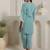 Teal silk-blend straight kurta with palazzos