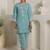 Teal silk-blend straight kurta with palazzos