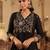 Black silk-blend a-line kurta with trousers