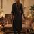 Black silk-blend a-line kurta with trousers