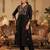 Black silk-blend a-line kurta with trousers