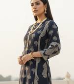 Black cotton a-line kurta with trousers
