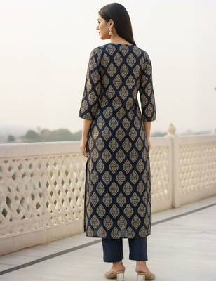 Black cotton a-line kurta with trousers 2