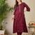 Maroon cotton a-line kurta with trousers