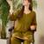 Olive rayon a-line kurta with palazzos