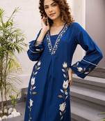 Blue rayon a-line kurta with palazzos