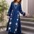 Blue rayon a-line kurta with palazzos