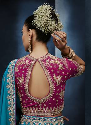 sky blue pure based fancy fabric embroidery saree 4