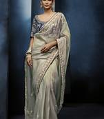 grey pure based fancy fabric embroidery saree