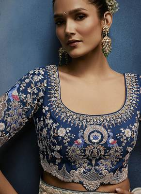 grey pure based fancy fabric embroidery saree 2