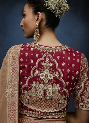 beige pure based fancy fabric embroidery saree 3