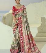 cream pure patan patola silk blend embroidery saree