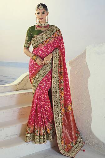 rani pure patan patola saree with mirror & cut dana handwork