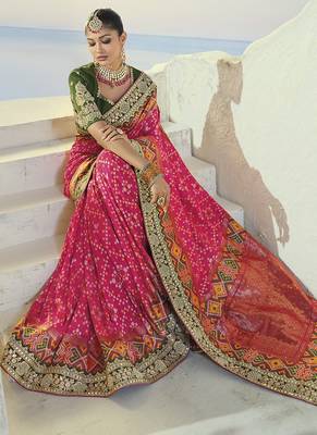 rani pure patan patola saree with mirror & cut dana handwork 2