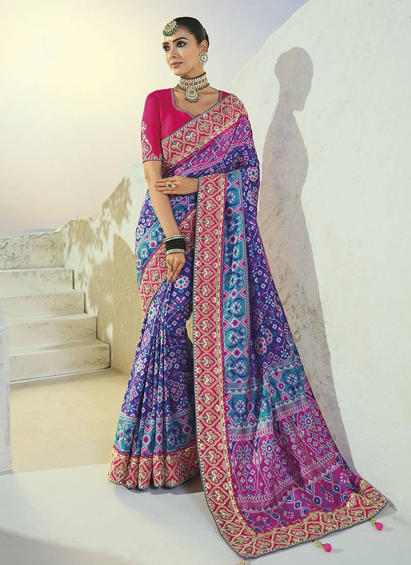 rama pure patan patola saree with mirror cut dana & moti heavy handwork