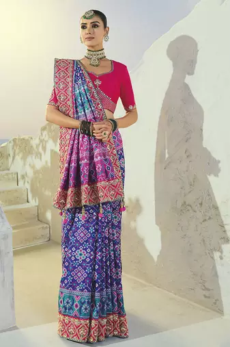 rama pure patan patola saree with mirror cut dana & moti heavy handwork