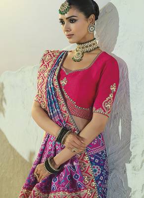 rama pure patan patola saree with mirror cut dana & moti heavy handwork 3