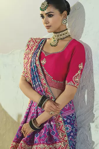 rama pure patan patola saree with mirror cut dana & moti heavy handwork