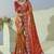 orange pure patan patola silk blend saree cream moti & beads heavy handwork