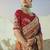 orange pure patan patola silk blend saree cream moti & beads heavy handwork