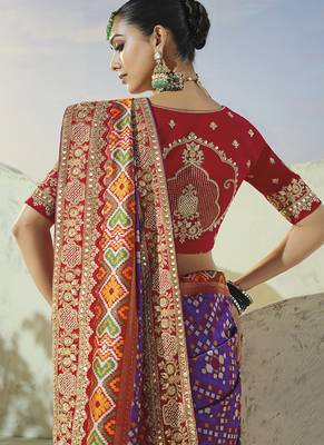 purple pure patan patola silk blend saree with heavy handwork 3