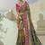 mustard pure patan patola silk blend saree with heavy cream moti & beads handwork