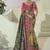 mustard pure patan patola silk blend saree with heavy cream moti & beads handwork