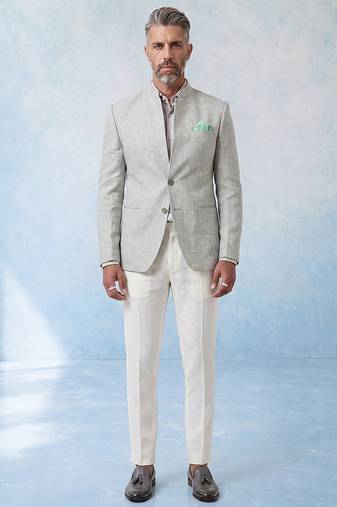 Slate grey woven light wool jacket