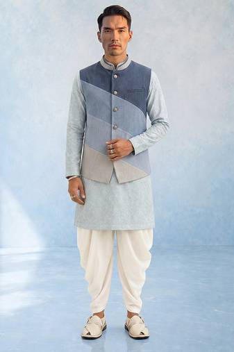 Denim blue woven bandhi jacket