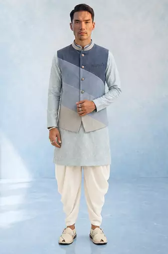 Denim blue woven bandhi jacket