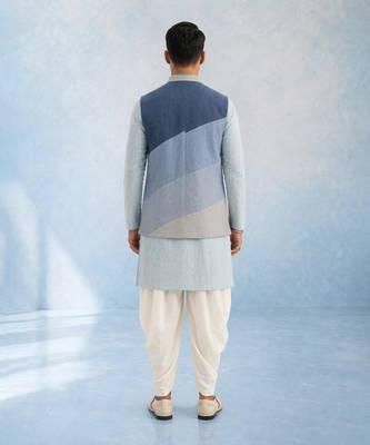 Denim blue woven bandhi jacket 2