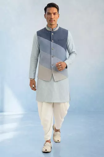 Denim blue woven bandhi jacket