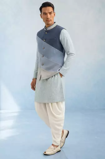 Denim blue woven bandhi jacket