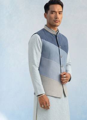 Denim blue woven bandhi jacket 5