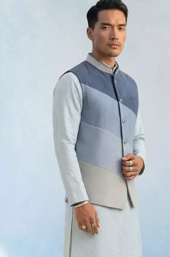 Denim blue woven bandhi jacket