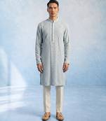 Baby blue embroidered georgette kurta pant set